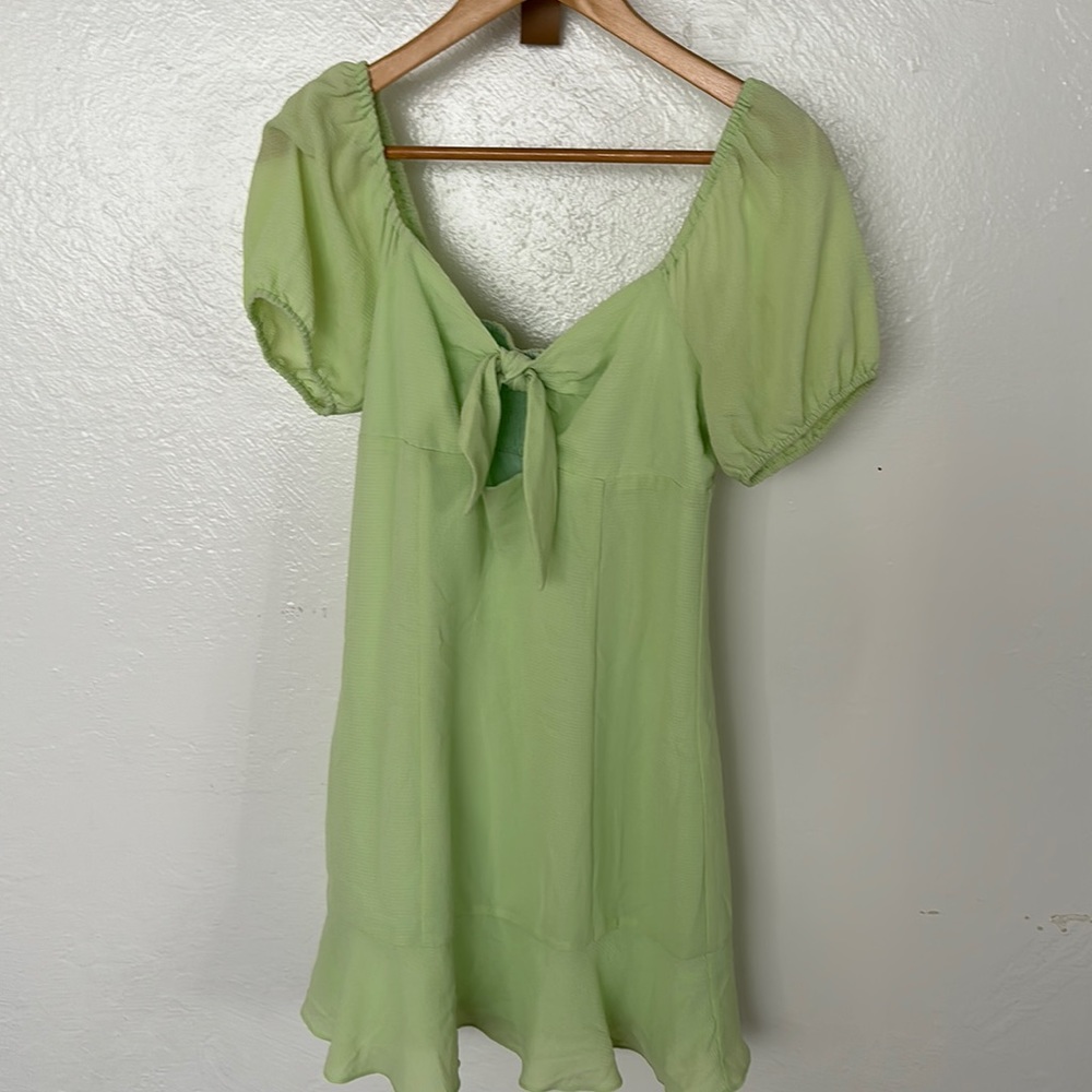 BCBG generation tie front light green mini dress REVOLVE